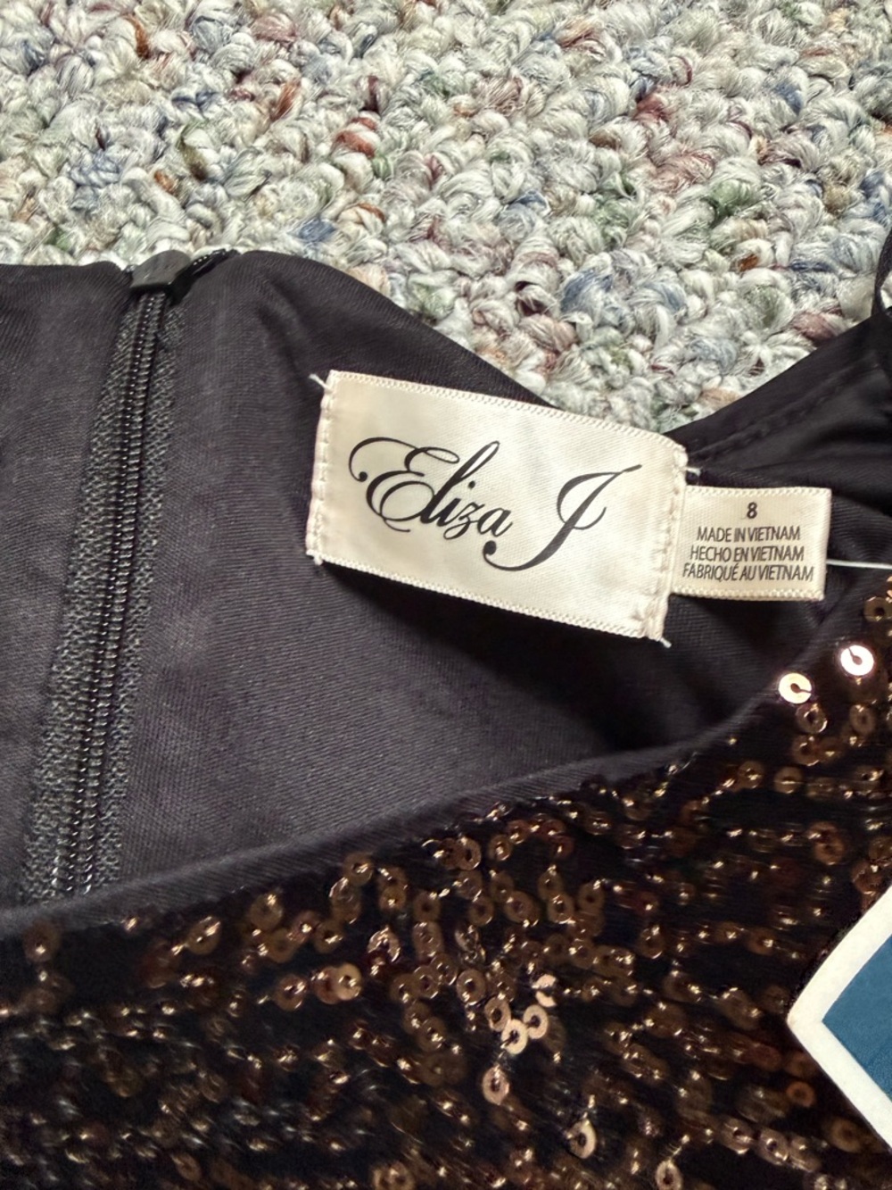 Eliza J Black Dress with Bronze Sequins